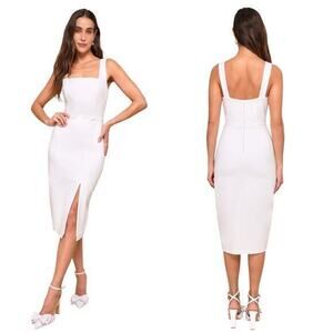 Lulu's Elegant White Midi Dress